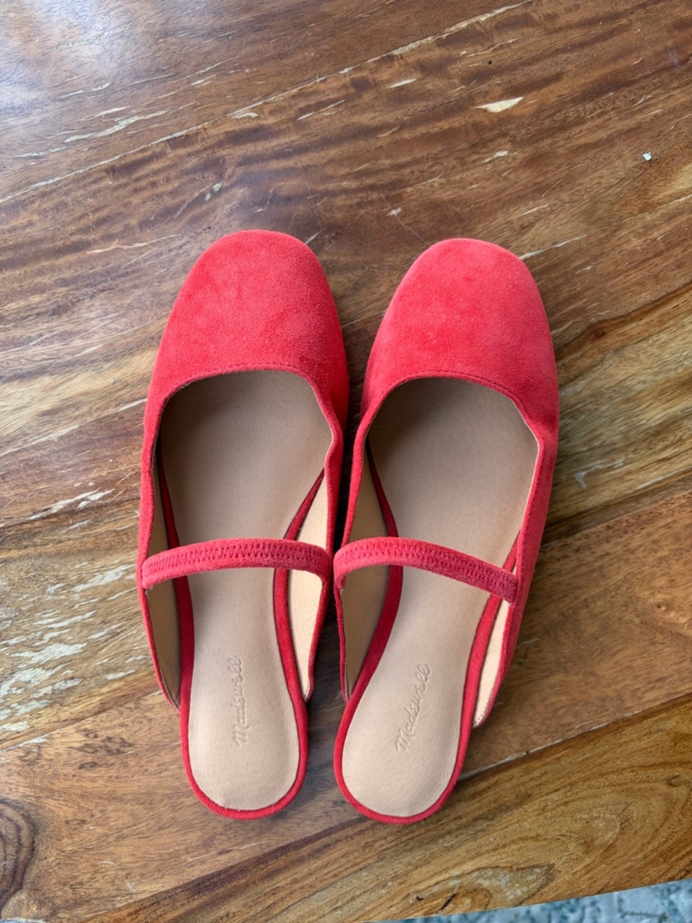 Red Suede Madewell Greta mule